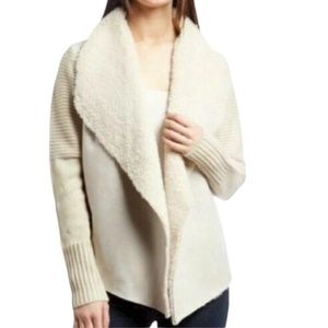 Off-White Faux Fur Knit Sweater Jacket SZ M